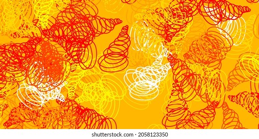 Plantilla vectorial de color naranja claro con curvas. Ilustración brillante con arcos circulares gradientes. Mejor diseño para tu anuncio, afiche, banner.