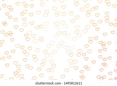 Light Orange vector template with doodle hearts. Beautiful colored illustration with hearts in celebration style. Pattern for carnival, festival romantic leaflets.