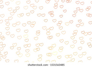 Light Orange vector template with doodle hearts. Glitter abstract illustration with colorful hearts in romantic style. Design for ad, poster, banner of Valentine Day.