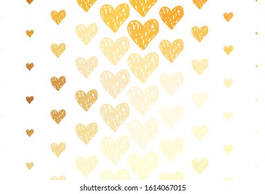 Light Orange vector template with doodle hearts. Smart illustration with gradient hearts in valentine style. Pattern for valentine's ad, booklets.