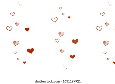 Light Orange vector template with doodle hearts. Smart illustration with gradient hearts in valentine style. Pattern for marriage gifts, congratulations.