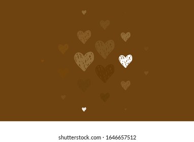 Light Orange vector template with doodle hearts. Beautiful celebration style hearts on abstract illustration. Design for celebrating of Valentine Day.