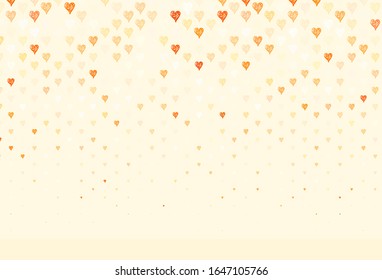 Light Orange vector template with doodle hearts. Decorative design with hearts in simple style . Pattern for valentine's ad, booklets.