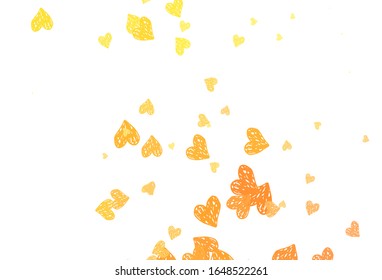 Light Orange vector template with doodle hearts. Beautiful abstract hearts on colorful gradient background. Pattern for valentine's ad, booklets.