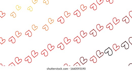 Light Orange vector template with doodle hearts. Hearts on blurred abstract background with colorful gradient. Pattern for marriage gifts, congratulations.