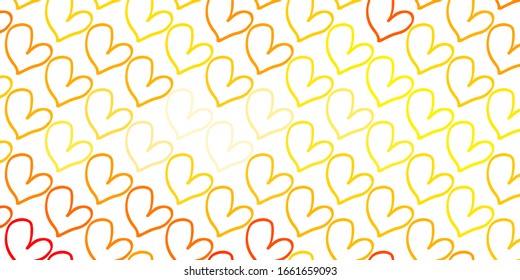 Light Orange vector template with doodle hearts. Illustration with hearts in love concept for valentine's day. Template for Valentine's greeting postcards.