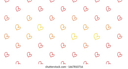 Light Orange vector template with doodle hearts. Decorative shining illustration with hearts on abstract template. Pattern for carnival, festival romantic leaflets.