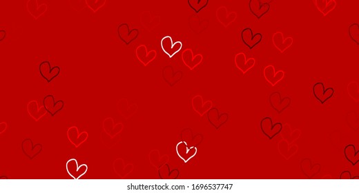 Light Orange vector template with doodle hearts. Hearts on blurred abstract background with colorful gradient. Design for your business advert of anniversary.