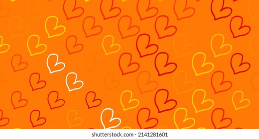 Light Orange vector template with doodle hearts. Simple design in abstract style with women rights activism. Background for International Women Day.