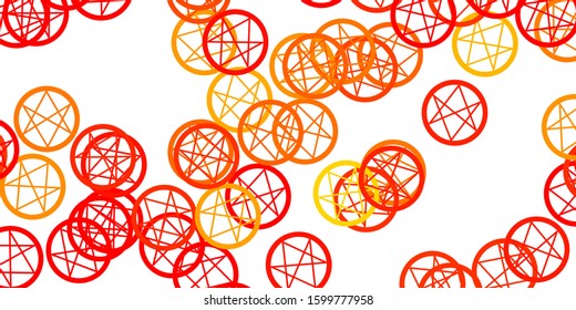 Light Orange vector template with esoteric signs. Colorful vintage illustration with gradient alchemy shapes. Best design halloween events.