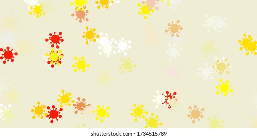 Light orange vector template with flu signs. Smart illustration with covid signs in decorative style. Simple drawing against danger fever.