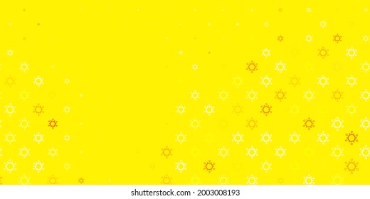 Plantilla vectorial de color naranja claro con signos de gripe. Diseño simple en estilo abstracto con formas de infección. Mejor diseño para eventos de cuarentena.