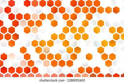 Light Orange vector template in hexagonal style. Illustration of colored hexagons on white surface. Pattern for texture of wallpapers.