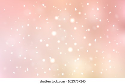 Light Orange vector template with ice snowflakes. Glitter abstract illustration with crystals of ice. The pattern can be used for new year leaflets.