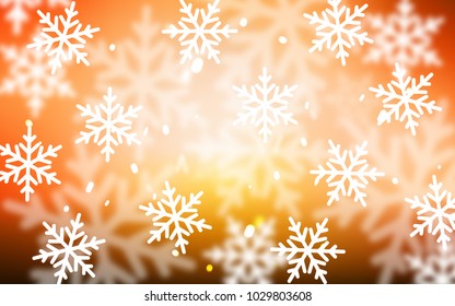 Light Orange vector template with ice snowflakes. Glitter abstract illustration with crystals of ice. The pattern can be used for new year ad, booklets.