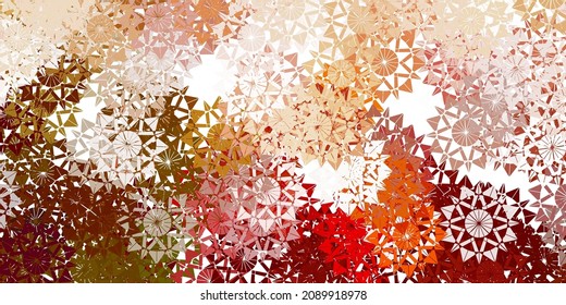 Light orange vector template with ice snowflakes. Colorful snow elements in decorative christmas style. New year leaflet pattern.