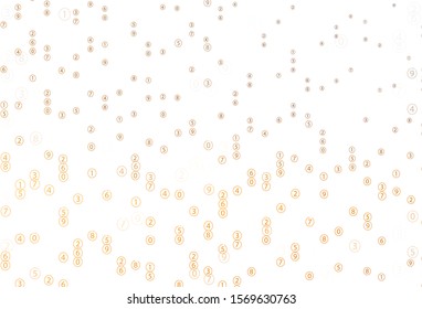 Light Orange vector template with isolated numerals. Modern geometrical illustration with numerals. Template for landing page of typography.