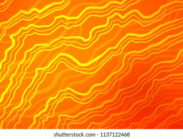 Light Orange vector template with lines, ovals. Shining illustration, which consist of blurred lines, circles. The best blurred design for your business.