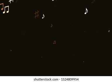 Light Orange vector template with musical symbols. Decorative design in abstract style with music shapes. Pattern for websites of musitians.