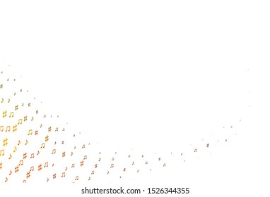 Light Orange vector template with musical symbols. Shining illustration of colorful gradient music notes. Pattern for festival leaflets.