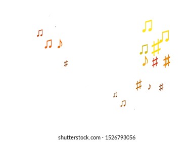 Light Orange vector template with musical symbols. Decorative design in abstract style with music shapes. Template for fasion magazines.