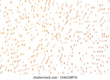 Light Orange vector template with musical symbols. Isolated colorful music keys on abstract background. Pattern for school ad, booklets.