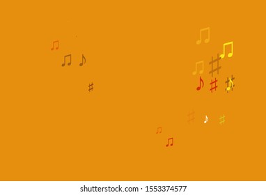 Light Orange vector template with musical symbols. Decorative design in abstract style with music shapes. Template for fasion magazines.