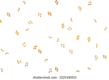 Light Orange vector template with musical symbols. Shining illustration of colorful gradient music notes. Pattern for school ad, booklets.