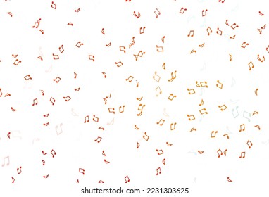Leichte Orangefarbene Vektorvorlage mit musikalischen Symbolen. Abstrakte Illustration mit bunten Symbolen der Melodie. Vorlage für Flittermagazine.