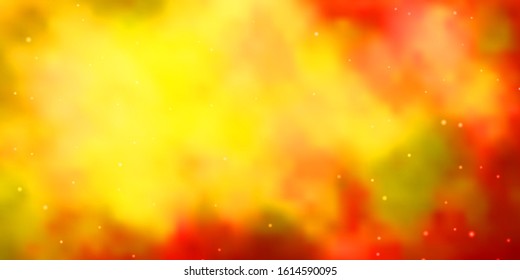 Light Orange vector template with neon stars. Decorative illustration with stars on abstract template. Best design for your ad, poster, banner.