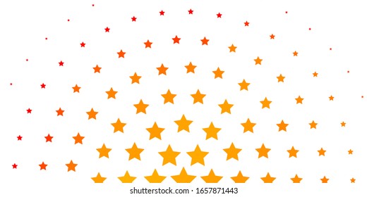Light Orange vector template with neon stars. Shining colorful illustration with small and big stars. Best design for your ad, poster, banner.