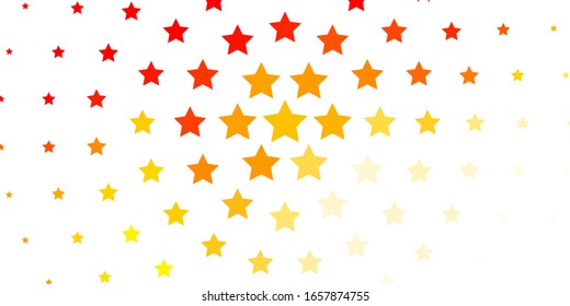 Plantilla vectorial de color naranja claro con estrellas de neón. Ilustración decorativa con estrellas en plantilla abstracta. Mejor diseño para tu anuncio, afiche, banner.