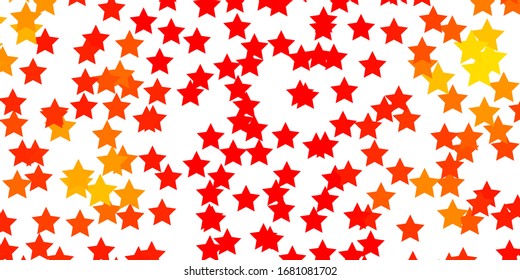 Light Orange vector template with neon stars. Blur decorative design in simple style with stars. Theme for cell phones.