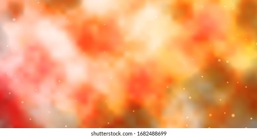 Light Orange vector template with neon stars. Shining colorful illustration with small and big stars. Best design for your ad, poster, banner.