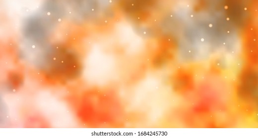 Light Orange vector template with neon stars. Shining colorful illustration with small and big stars. Best design for your ad, poster, banner.