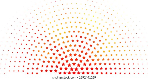 Plantilla vectorial de color naranja claro con estrellas de neón. Ilustración colorida en estilo abstracto con estrellas degradadas. Patrón para sitios web, páginas de inicio.