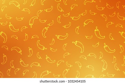 Light Orange vector template with organic peppers. Blurred decorative design of peppers in doodle style. Template for meal cooking in kitchen.
