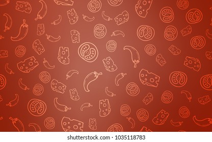 Light Orange vector template with organic meal. Beautiful colored illustration with food in doodle style. Pattern for ad, booklets, leaflets of restaurants.