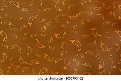 Light Orange vector template with organic peppers. Blurred decorative design of peppers in doodle style. Doodle design for your business advert of cafes.