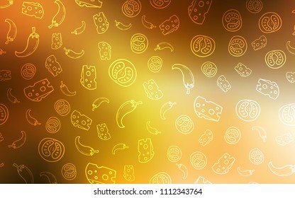 Light Orange vector template with organic meal. Illustration with set of fresh food in doodle style. Pattern for ad, booklets, leaflets of restaurants.