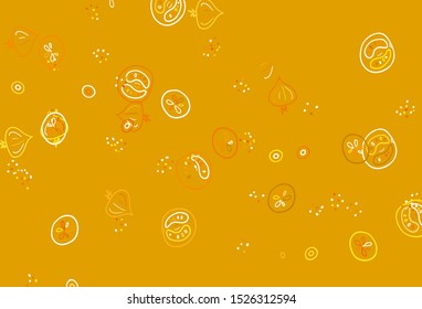Light Orange vector template with organic meal. Abstract background with colorful Fast Food illustrations. Pattern for menu of cafes, bars, restaurants.