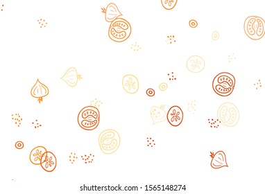Light Orange vector template with organic meal. Decorative illustration with food on abstract template. Design for ad, poster, banner of cafes or restaurants.