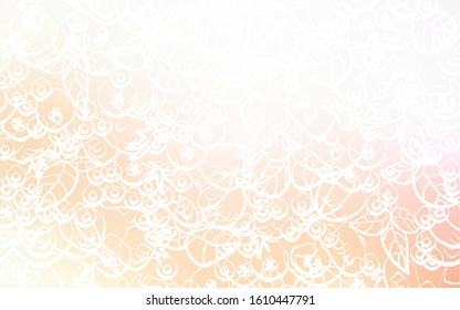 Light Orange vector template with organic meal. Fast Food on blurred abstract background with colorful gradient. Pattern for ads of breakfast, lunch, dinner.
