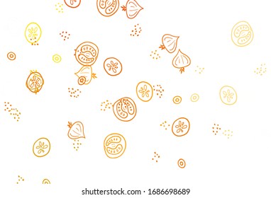 Light Orange vector template with organic meal. Abstract background with colorful Fast Food illustrations. Pattern for menu of cafes, bars, restaurants.