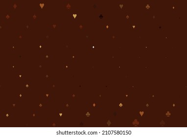 Leuchtende Orange-Vektorvorlage mit Pokersymbolen. Farbiges Farbverlauf mit Zeichen von Herzen, Pik, Clubs, Diamanten. Kluges Design für Ihre Business-Werbung von Casinos.