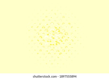Light Orange vector template with rainbow signs. Colorful design in abstract love style with rainbow forms. Sketch for fun designs.
