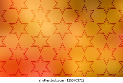 Light Orange vector template with sky stars. Stars on blurred abstract background with gradient. Template for sell phone backgrounds.