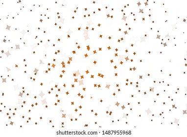 Light Orange vector template with sky stars. Shining colored illustration with stars. Template for cosmic backgrounds.