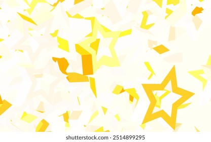Plantilla de Vector naranja claro con estrellas celestes. Estrellas sobre fondo abstracto borroso con gradiente. Plantilla para fondos cósmicos.