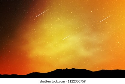 Light Orange vector template with space stars. Blurred decorative design in simple style with galaxy stars. Pattern for futuristic ad, booklets.